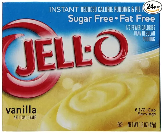 Jell-O Vanilla Sugar Free & Fat Free Instant Pudding & Pie Filling Mix, 24 ct Pack - 1.5 oz Boxes, As Seen on TikTok