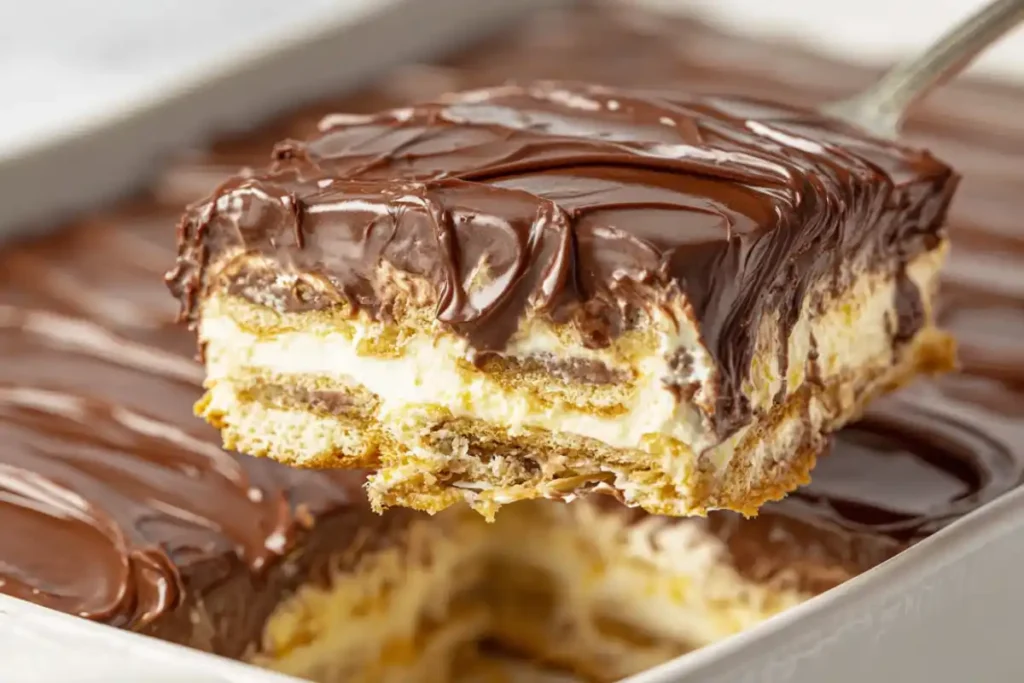 No Bake Chocolate Eclair Cake