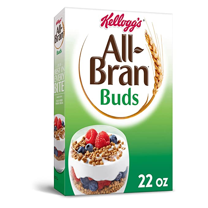 Kellogg’s All Bran Buds Breakfast Cereal, 8 Vitamins and Minerals, High Fiber Cereal, Original, 22oz Box (1 Box)