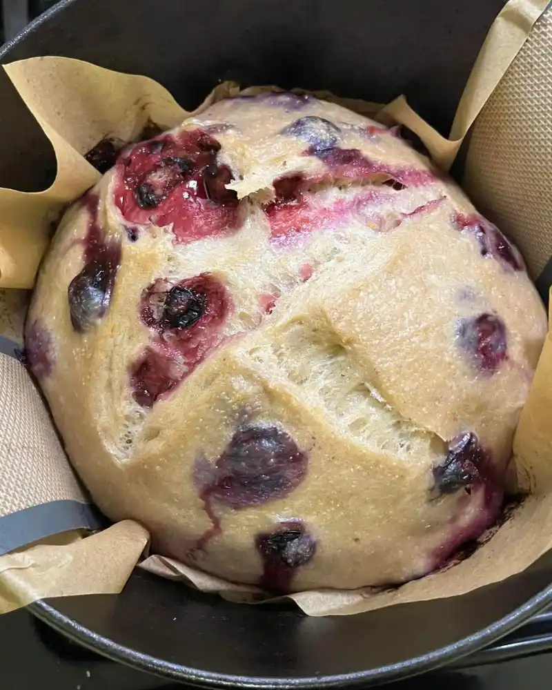 Toasted lemon blueberry sourdough with honey and yogurt